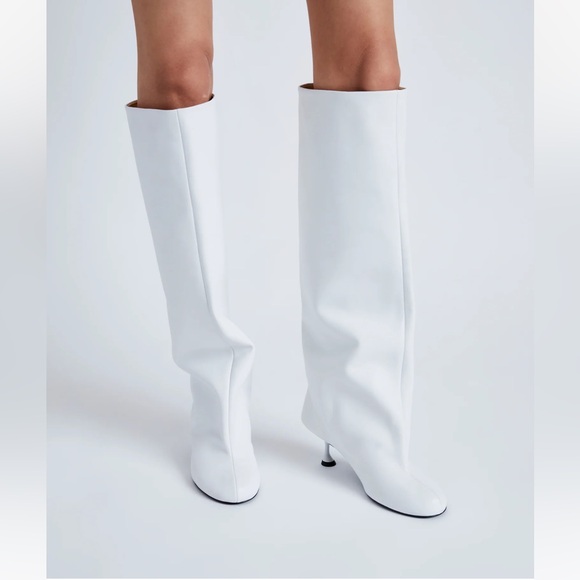 Proenza Shouler tee knee high boots baggy white nappa leather size 9 runway - Picture 5 of 16